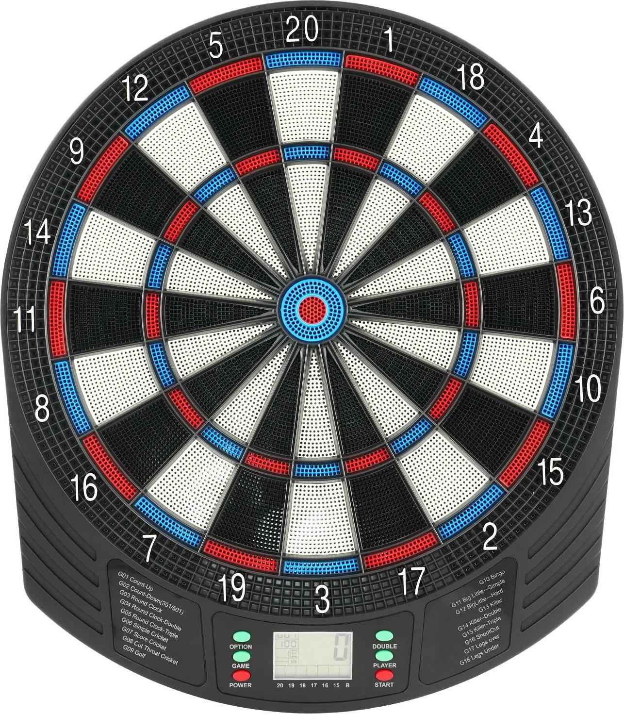 StarTech Elektronische Dartscheibe Set - Dartboard - LCD Anzeige - Automatische Punktewertung - 18 Spiele, 6 Pfeile, 24 Spitzen - 40,7x46,8 cm - Blau