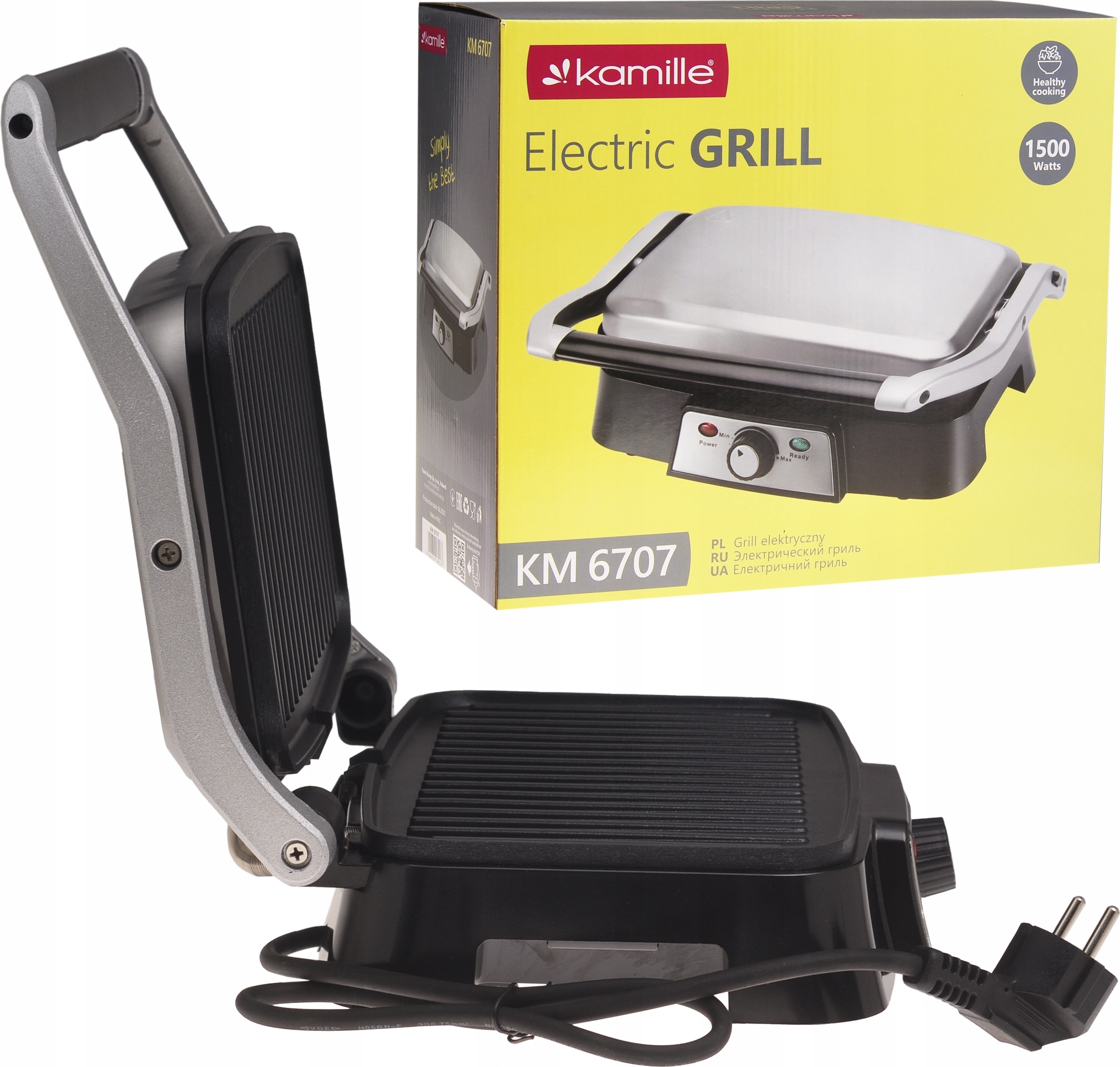 Elektrický Gril 1500 W, Sklápací Toaster Na Sendviče Kamille Km-6707