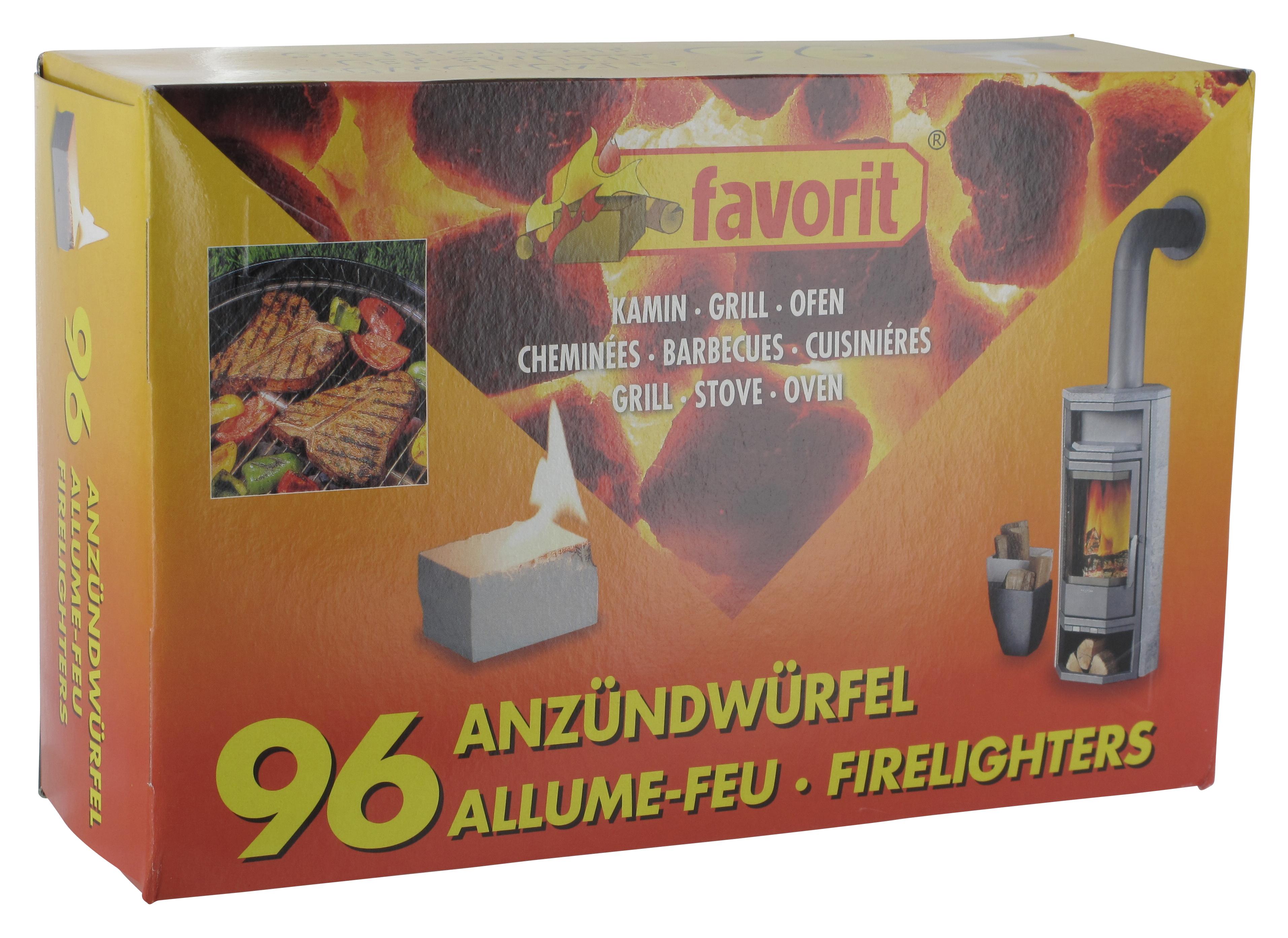 1247 Grill und Ofen 96 Stück Anzünder für Kamin Favorit Anzündwürfel weiß 
