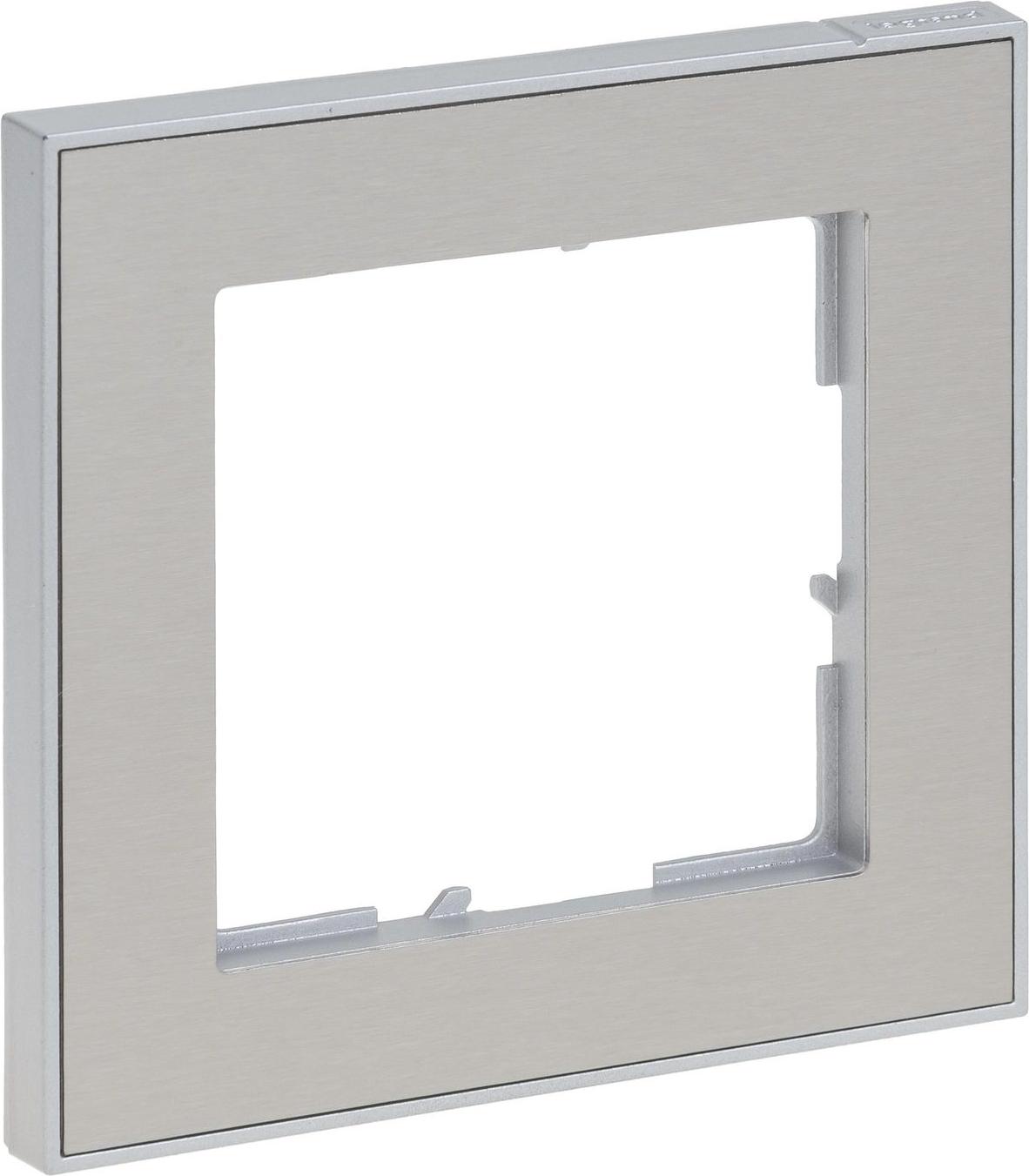 Legrand Seano+ 1-fach Rahmen mit Echtmaterialoberfläche, nachhaltige Produktion und Verpackung, Brushed Steel, 765391
