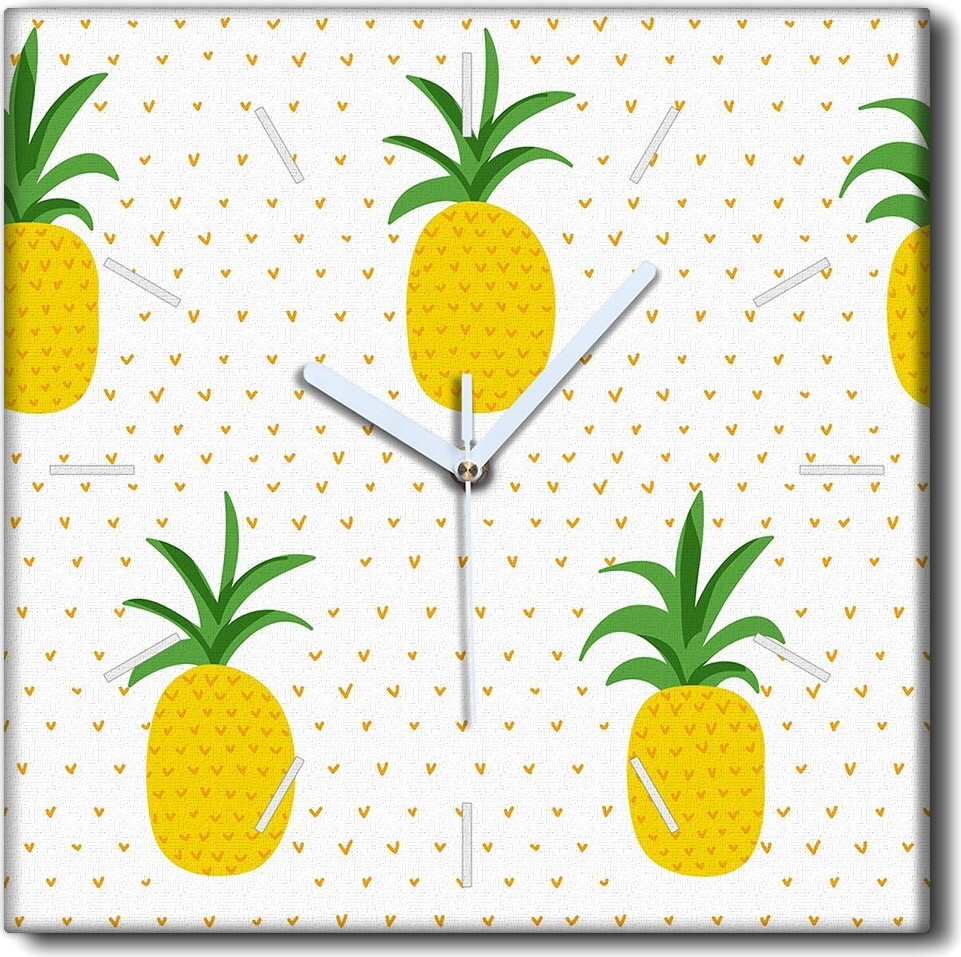 Coloray Uhr auf Leinwand 30x30 cm Wand Uhr Dekoration Wohnzimmer Segeltuch weiße Zeiger -Ananas-Fruchtwand zck-30x30-108160285-b