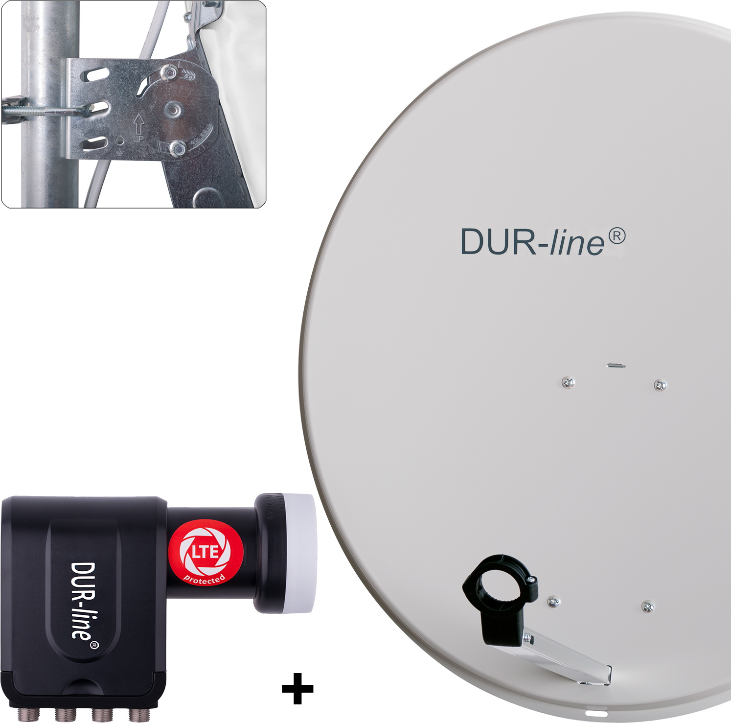 DUR-line MDA 80 Satellitenschüssel hellgrau + Octo LNB 12168