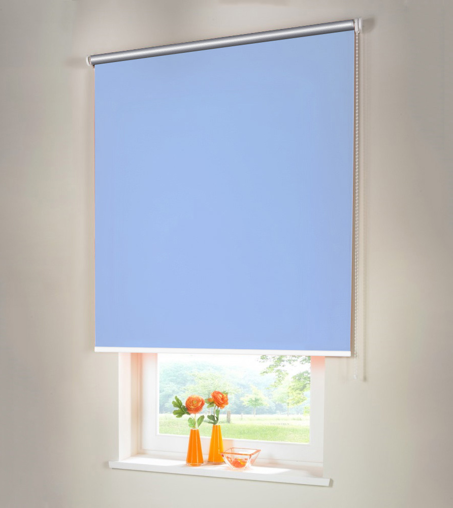 Sonnenschutz-HH Seitenzugrollo Verdunkelungsrollo THERMO 185 x 50 cm hellblau Kettenzugrollo lichtundurchlässig