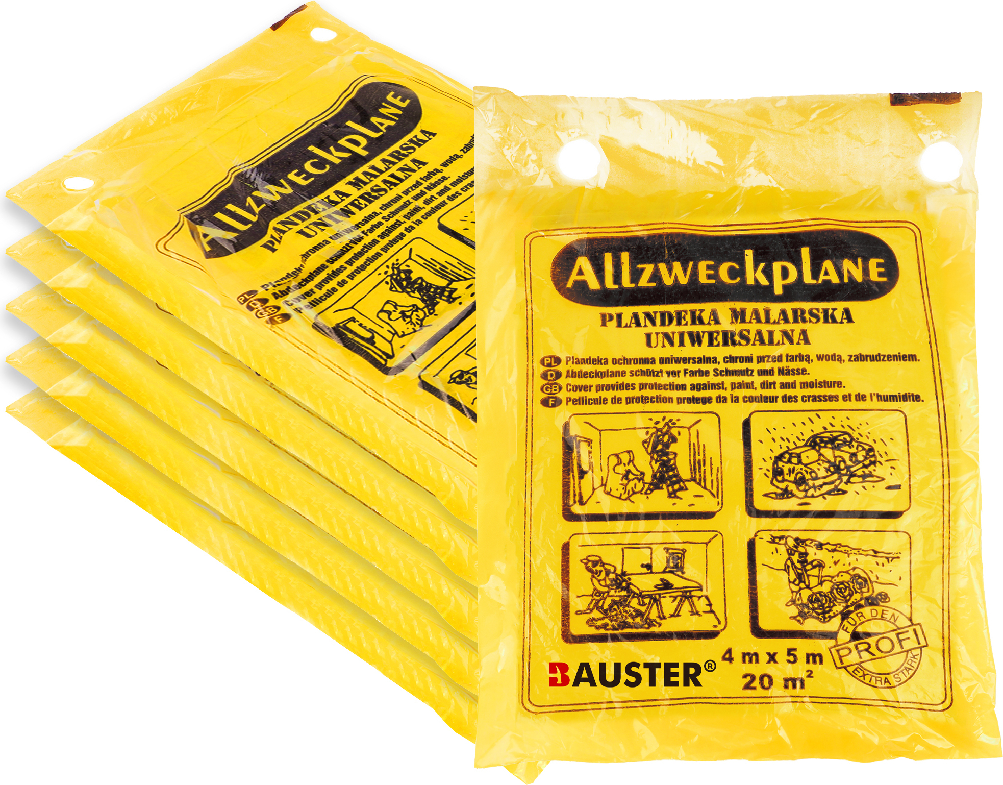 BAUSTER® 5er Abdeckfolie Maler 4x5 m Grau Plane Baufolie Staubschutzfolie Allzweck-Folie Malerplane Malerfolie Abdeckfolie für Renovierung und Umzug 15085