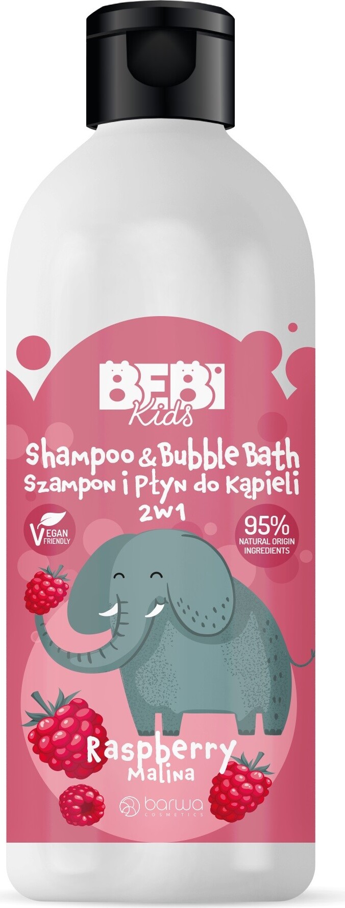 Barwa Bebi 2in1 Raspberry Shampoo and Bath Lotion 500ml - Long Lasting Validity!