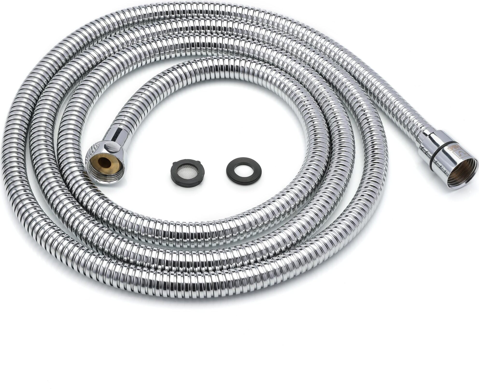 H&S Alliance H&S Edelstahl Duschschlauch mit 2 Unterlegscheiben - 2m mit 1/2 Zoll Anschluss - Universal Brauseschlauch mit Chrom-Finish - Knickschutz Schlauch für SXC_HNSAS020MRNAOSP