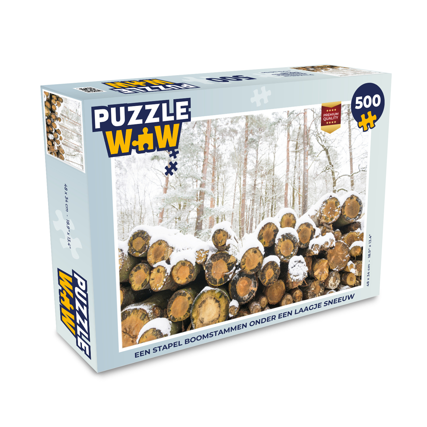 MuchoWow® Puzzle 500 Teile Ein Haufen Baumstämme unter einer Schneedecke - 500 Teile - Kinder - Selberbauen - Puzzlespiele 137|1337686