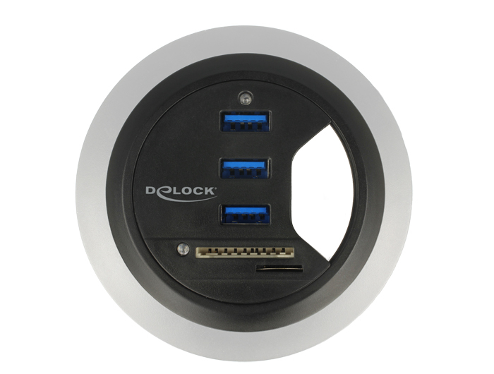 Delock In-Desk Hub 3 porty USB 3.0 + 2 sloty na SD karty