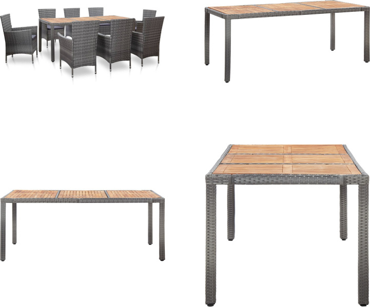 vidaXL 9-dielny záhradný jedálenský set s vankúšmi polyratan sivý - Záhradný jedálenský set - Záhradné jedálenské sety - Záhradné sety