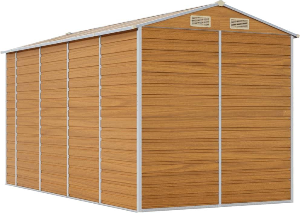 vidaXL Záhradný prístrešok svetlohnedý 191x385x198 cm pozinkovaná oceľ