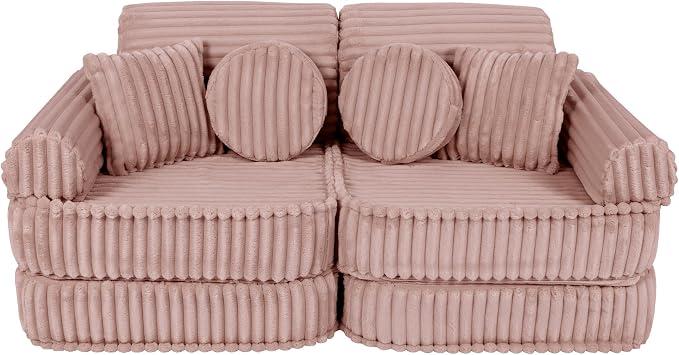 Unbranded Kindersofa – Spielsofa für Kinder – Weiche Klappsofa mit Schlaffunktion – Kuschelecke für Kinderzimmer, Cord, Ecru