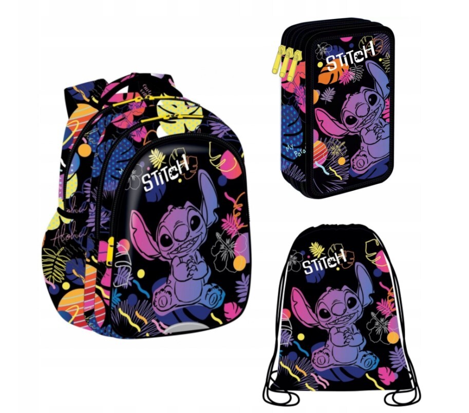 PATIO Rucksack Set Lilo & Stitch Disney Schwarzes Kühlpaket 3-teiliges Set