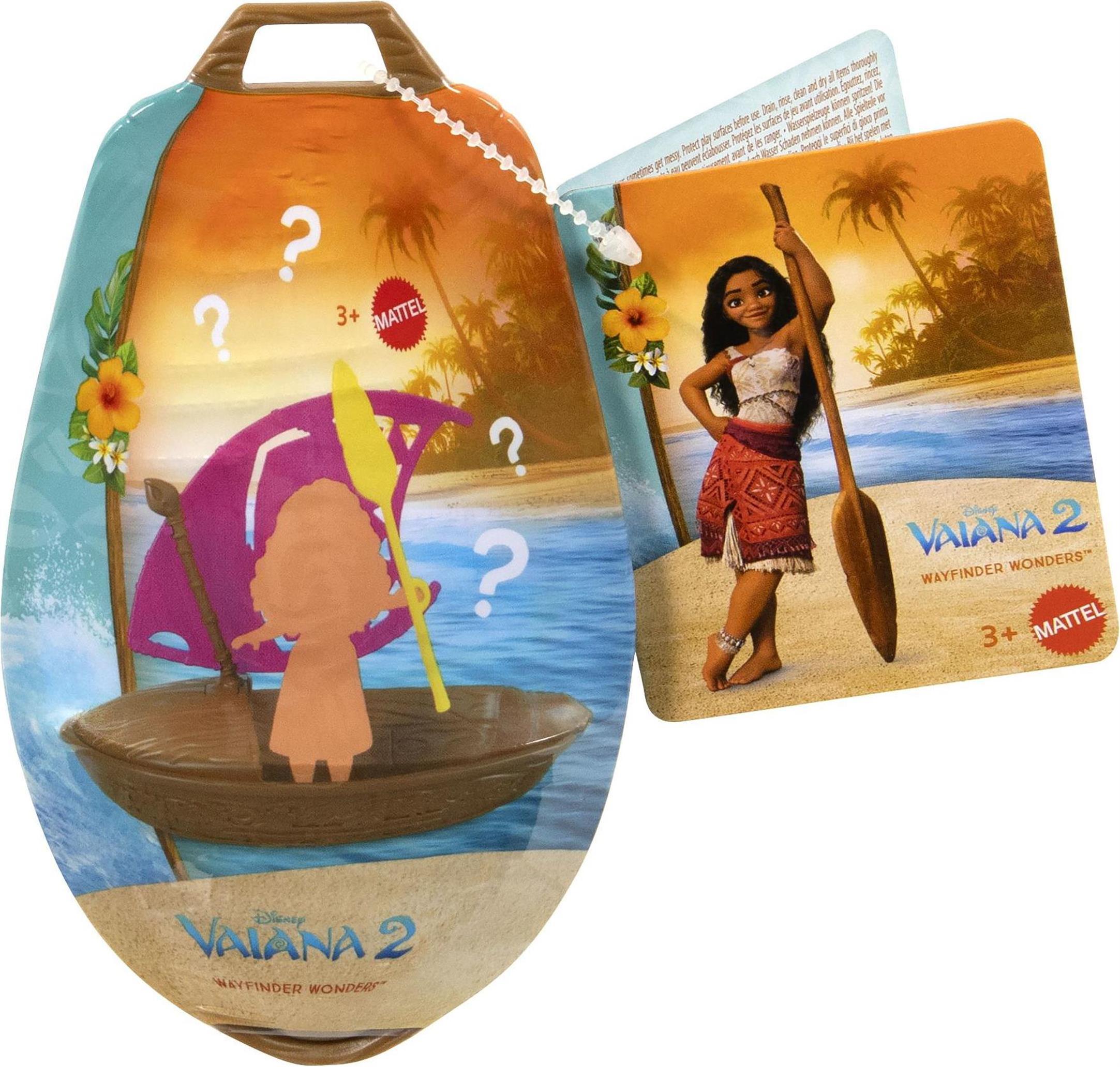Mattel Disney Vaiana 2 Wunder der Seefahrt, Spielzeugset mit kleiner berraschungspuppe, Kanu und Zubehr, inspiriert vom Film (Stile knnen variieren), JBT68