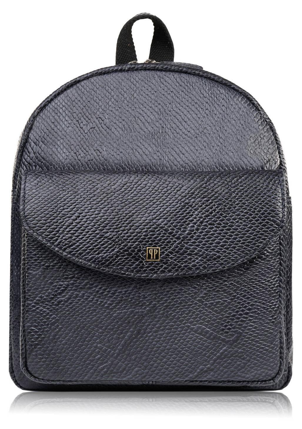 Damen Lederrucksack schwarz Schlangenhautmuster kleiner City-Rucksack Paolo Peruzzi T-18-PBL