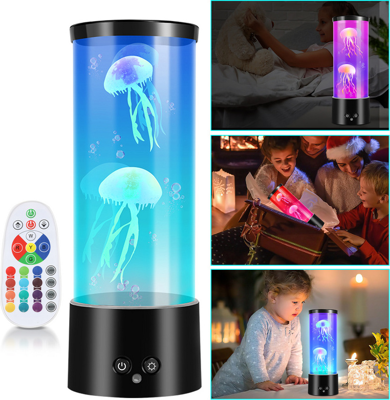 SWANEW LED Quallen Nachtlichter Wassertank Lava Lampe RGB Quallenlampe Schlafzimmer Künstliche RL-HG8976-1-UAc