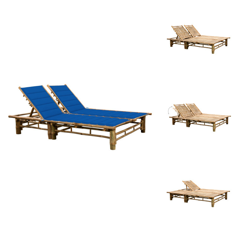 vidaXL Lehátko pre 2 osoby s bambusovými vankúšmi - Lehátka