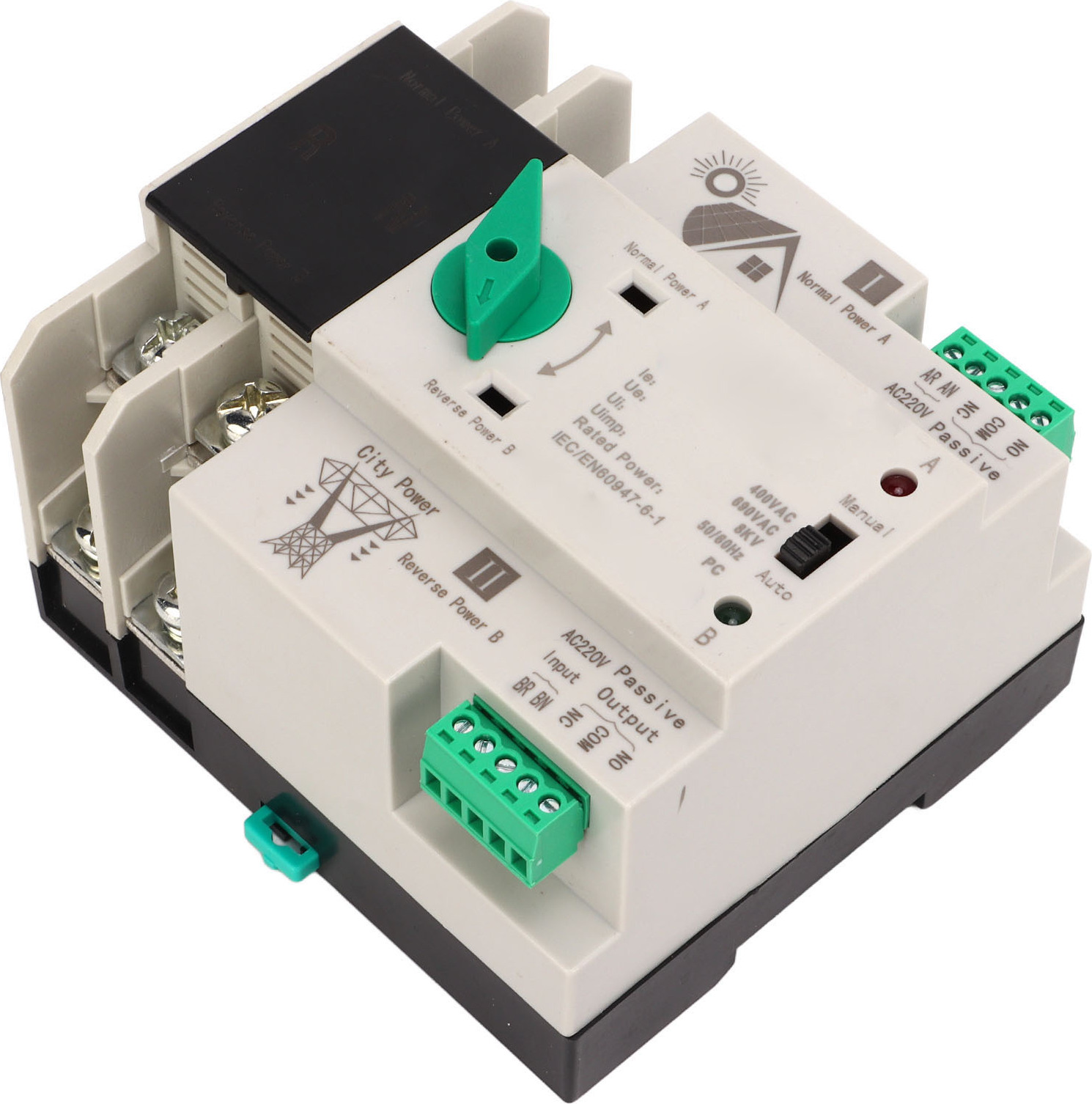 Cocosity Automatischer Zweistrom-Übertragungsschalter,Automatischer Zweistrom-Übertragungsschalter,Automatischer Zweistrom-Übertragungsschalter für Wohnmobile,Automatischer Zweistrom-Übertragungsschalter,Automatischer Übertragungsschalter,Stromübertragungsschalter