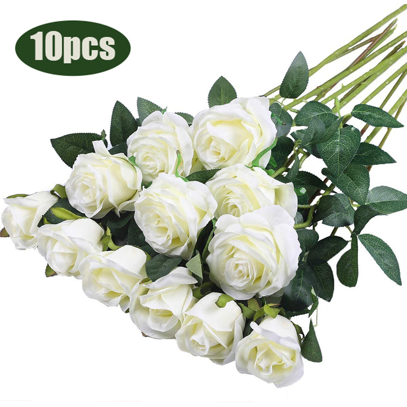 993A Simulation Rosen Künstliche Blumen 5 Zweige Seidenstoff 10 Köpfe 