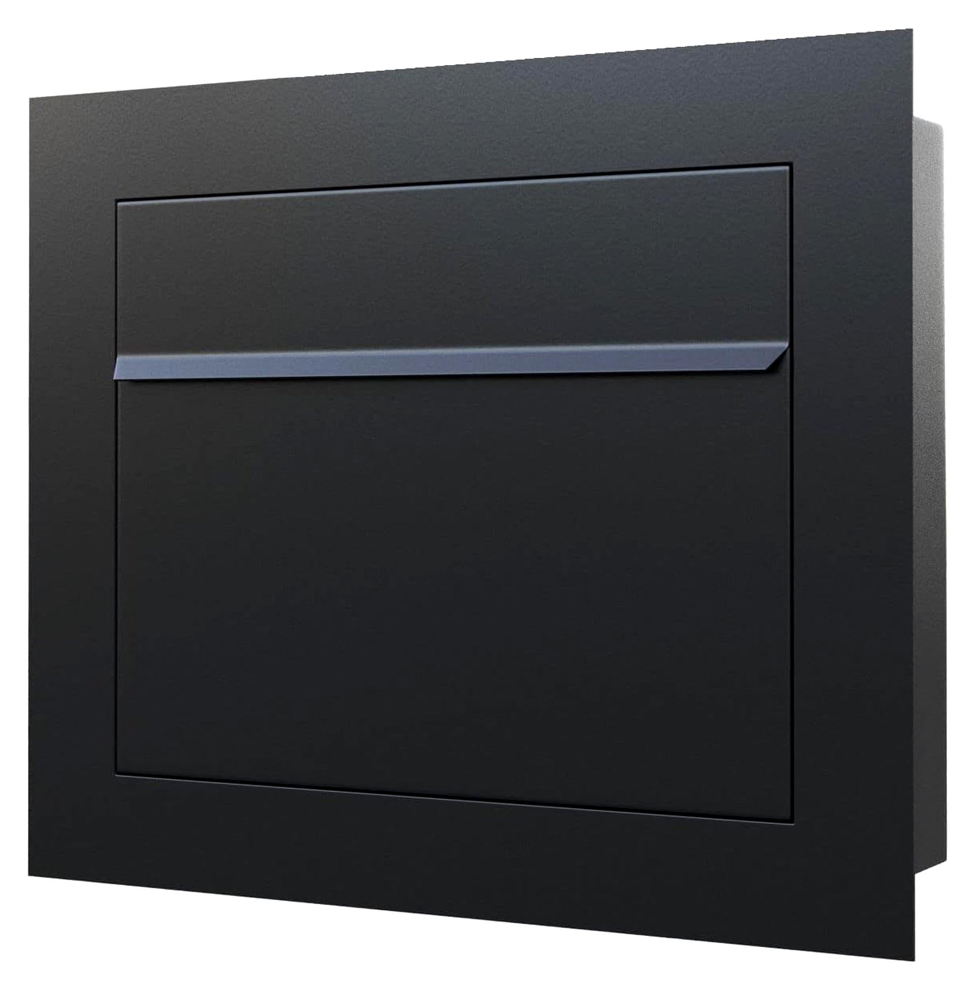 Markenlos Einbau-Briefkasten, Design Unterputz-Briefkasten Sora Schwarz