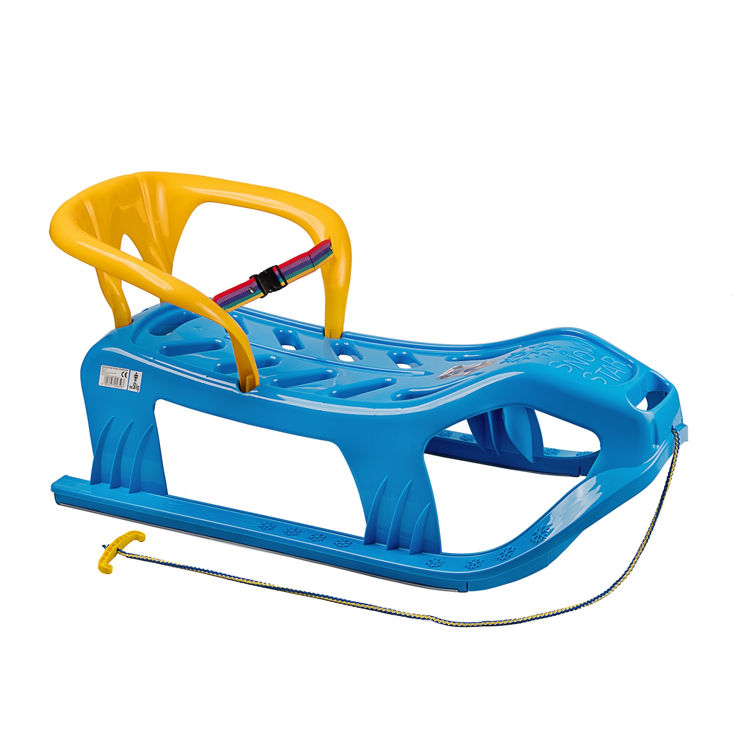 Master Snow Star Kunststoffschlitten mit Rückenlehne, blau MASkarC-16-blue