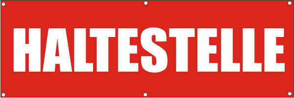 INDIGOS UG Werbeplane / Gerüstplane - p118 - Haltestelle - NEU - 300 cm x 100 cm - für Baustelle, Garten, Zaun oder Veranstaltung