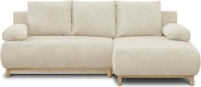 Ecksofa Schlafsofa 3-Sitzer MIKA, Cord Beige, Mit Stauraum, Rechts, 218x98/145x84 cm MIKACDPOSO105