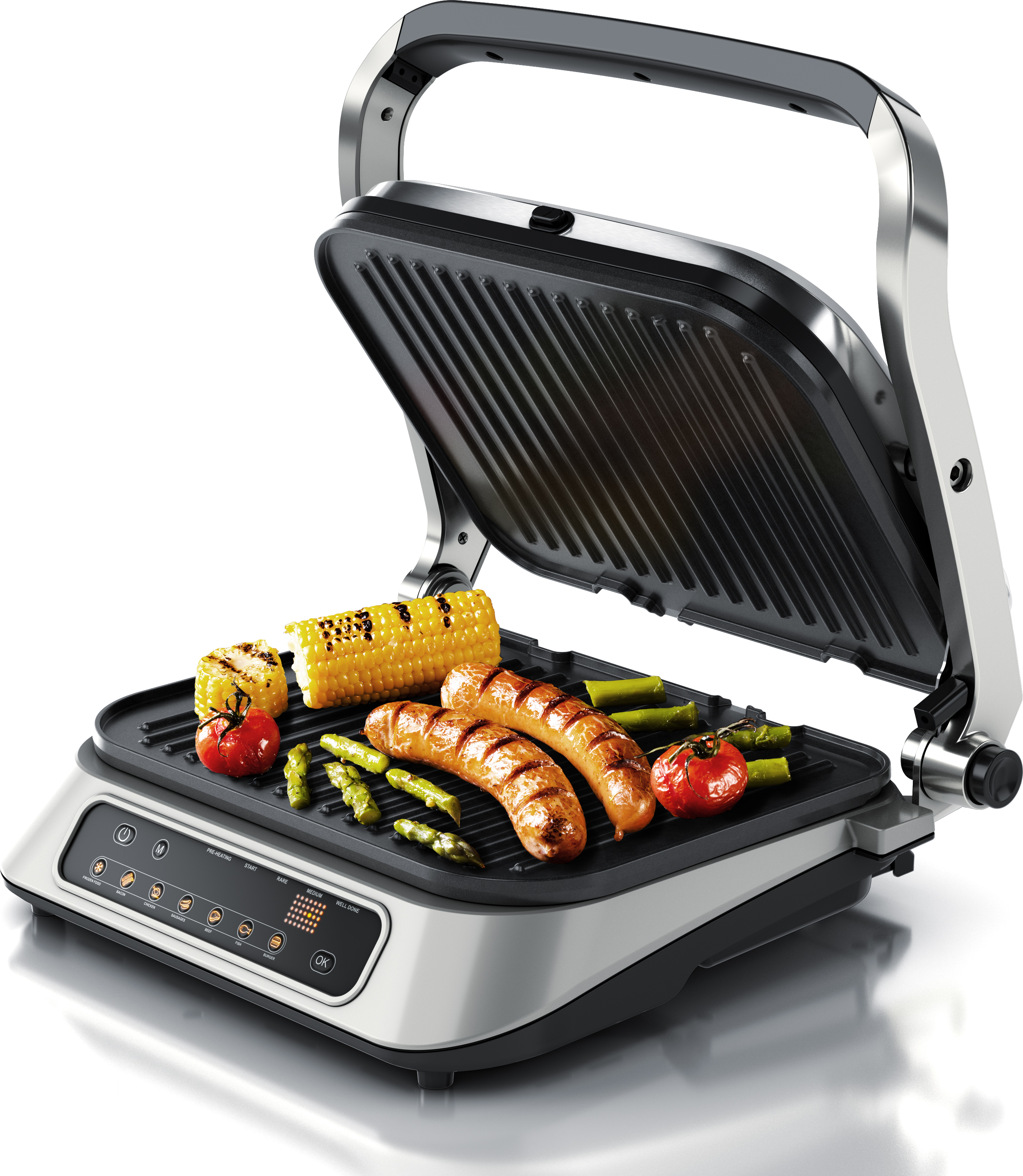Kontaktný gril Arendo s digitálnym ovládaním - stolný gril / sendvičovač / panini gril / stolný gril - odnímateľné a nepriľnavé dosky