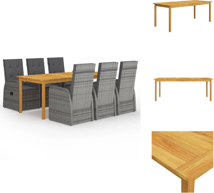 vidaXL 7-dielny záhradný jedálenský set sivý - Záhradné nábytkové zostavy