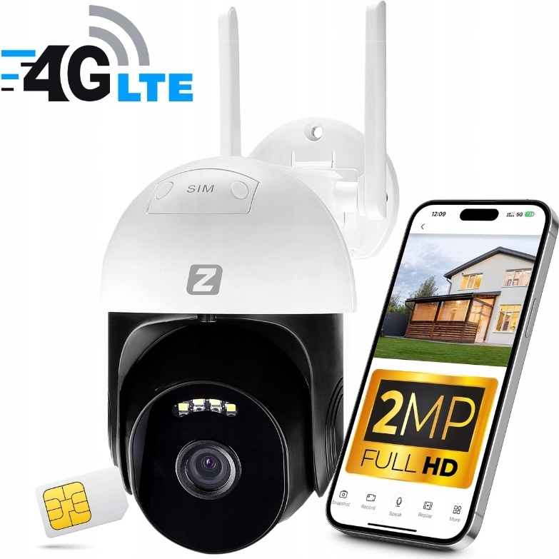 PTZ IP kamera GSM 3G 4G LTE SIM 2MP FULL HD INTERN EXTERN