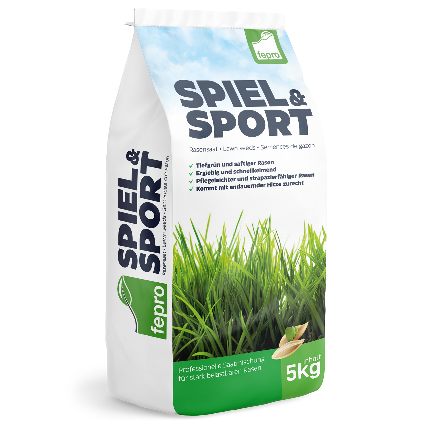 Fepro Spiel- und Sportrasensaat, 5kg Sack Rasensamen