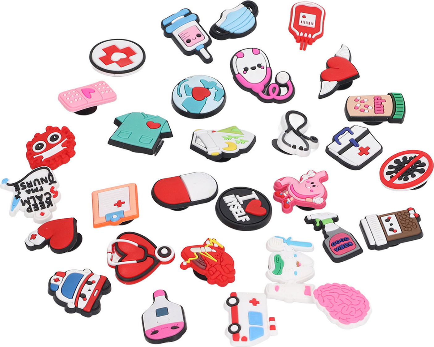 Gistuch 30x Lochschuh-Dekorationen aus PVC, wasserfest, leicht, verformungsbeständig, einfache Montage, für Crocs & Sandalen