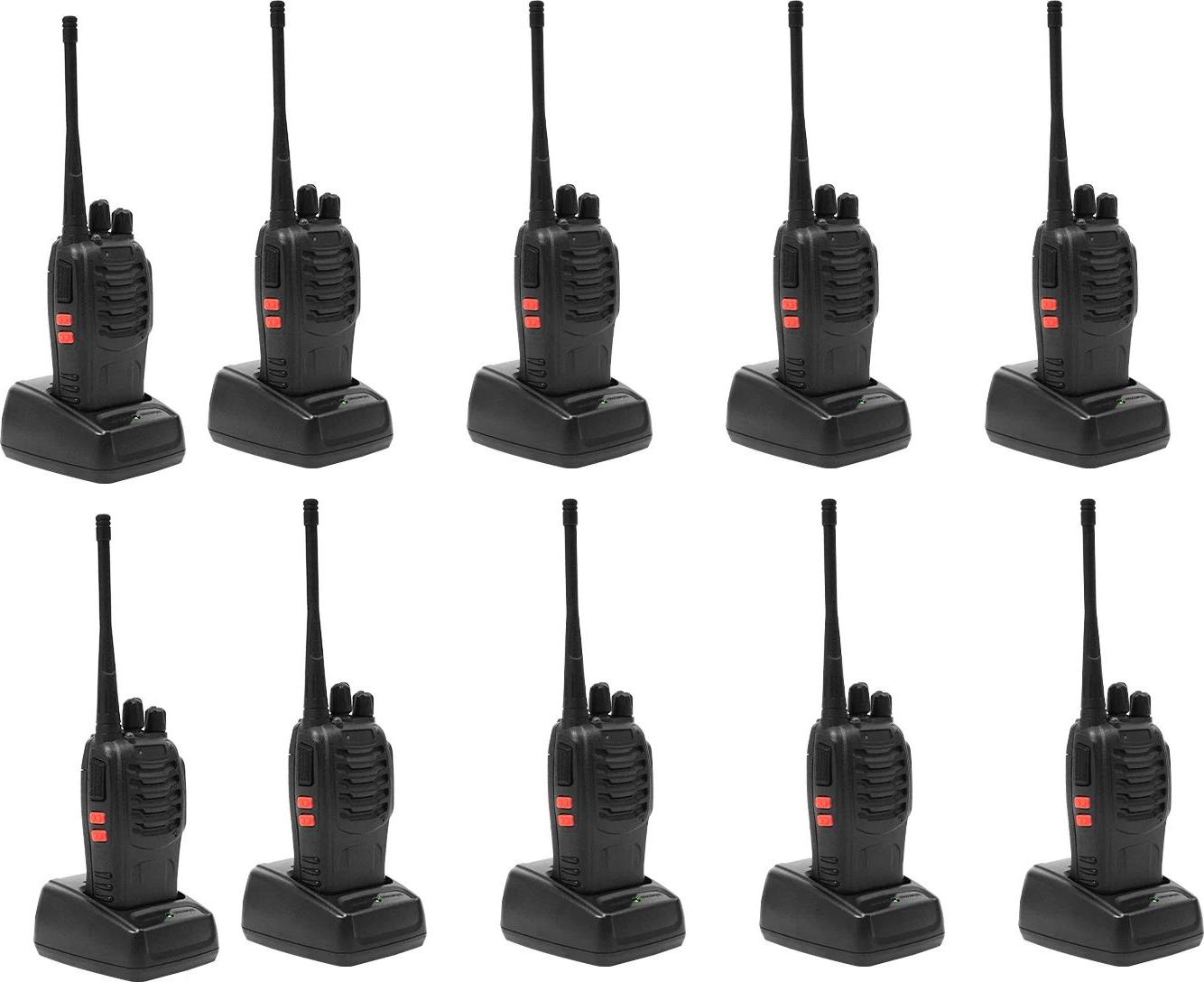 Walkie-Talkie Set - Funkgerät - 10er Pack - UHF 400-470 MHz - Zugelassen 430-440 MHz - 1500 mAh Li-Ion Akku - 24 h Standby - Wiederaufladbar - Rot