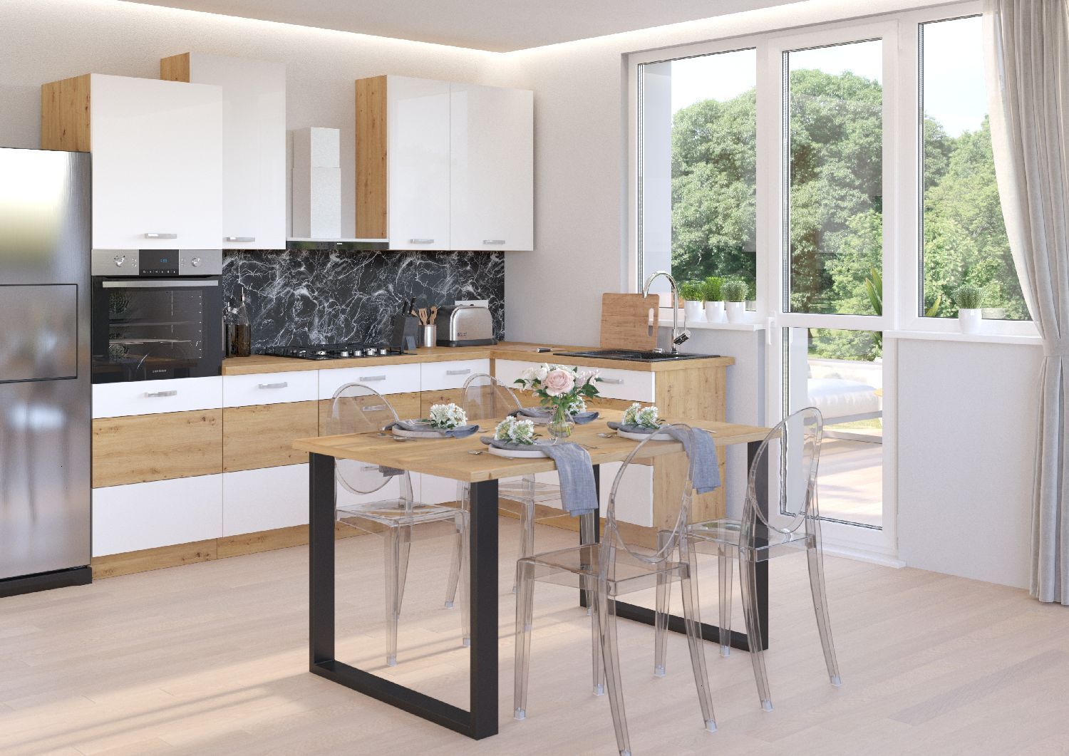 AmBi24 Esstisch IMPERIAL Tisch Metallbeine 138x67 Artisan