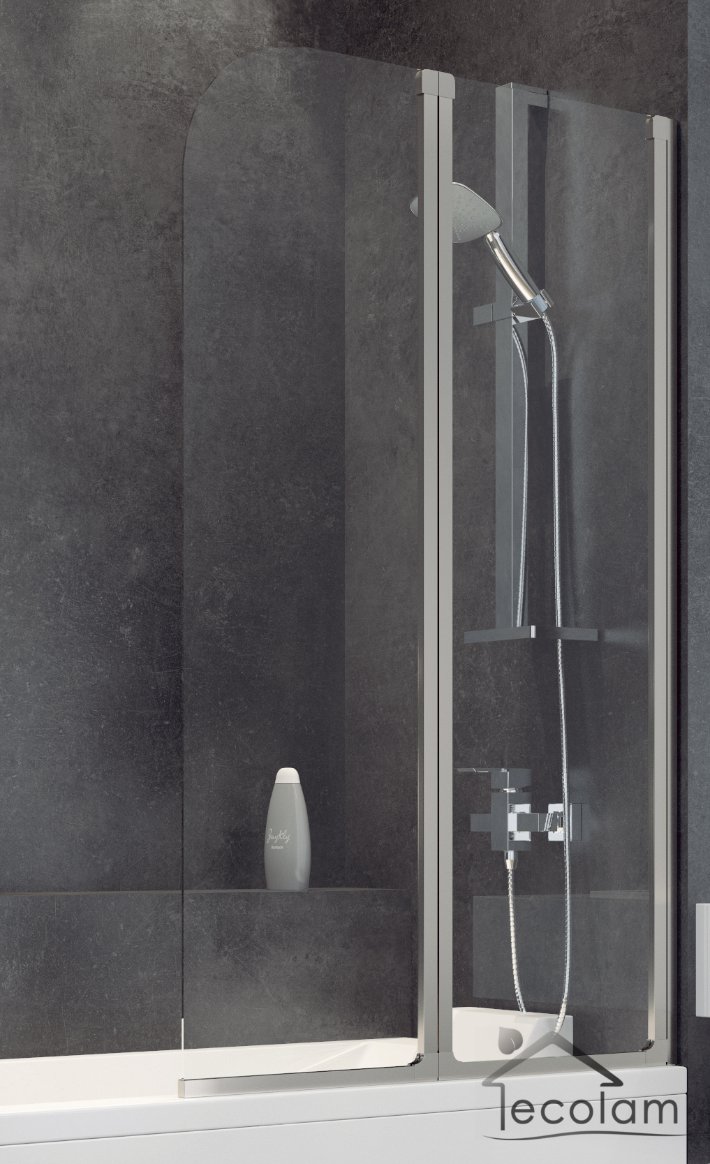 ECOLAM Badewannenabtrennung für Badewanne Duschabtrennung Ambition 2 Glasabtrennung 2-teilig 139 cm Klarglas