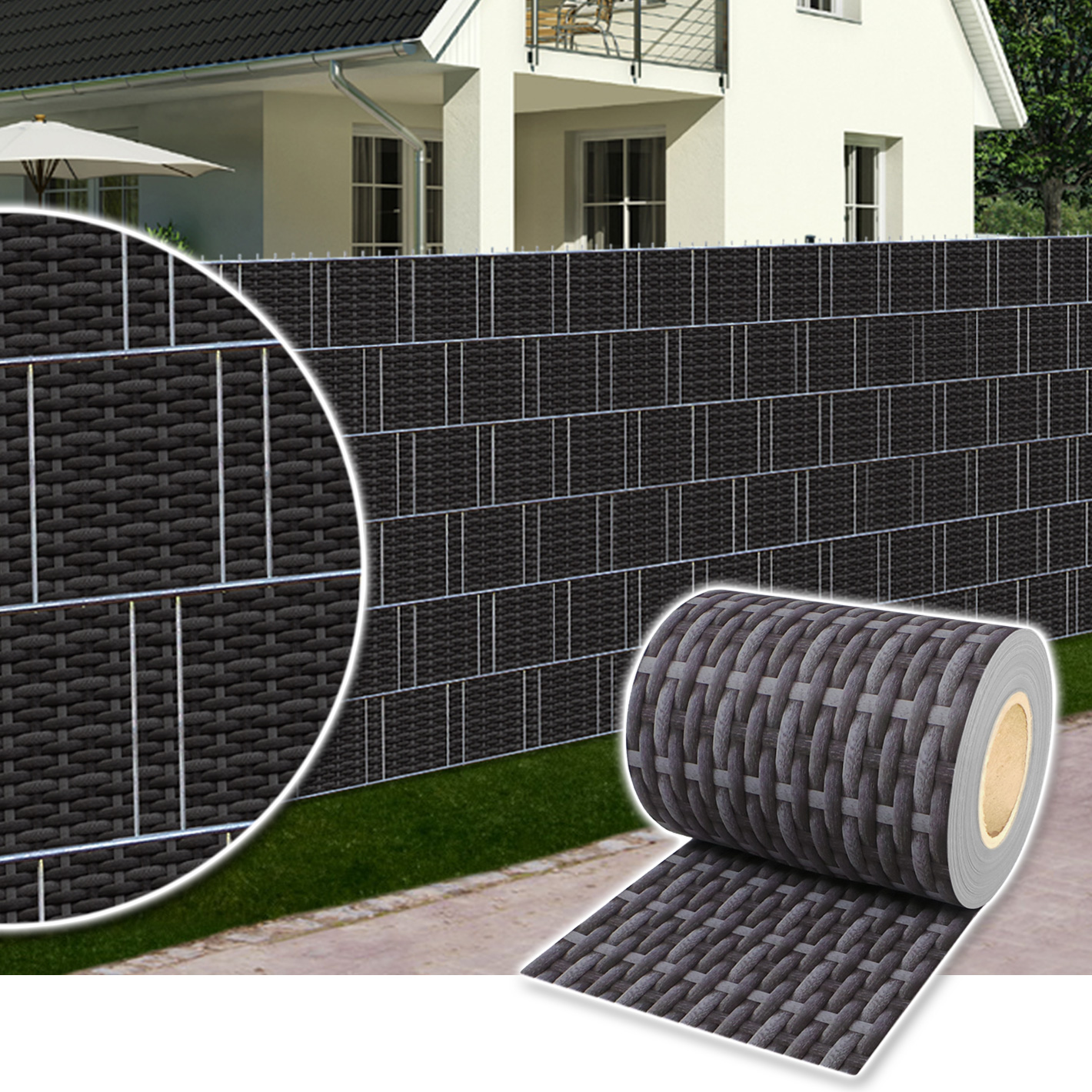 35M PVC Zaunfolie Grün Sichtschutz Rolle blickdicht Doppelstabmatten Zaun NEU 