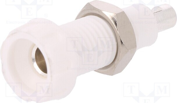 TNE 1x Buchse 250VAC weiss vernickelt 28,5mm 4mm Bananen 10A 10m 563-0600 Bananenbuc _1GH_563-0600
