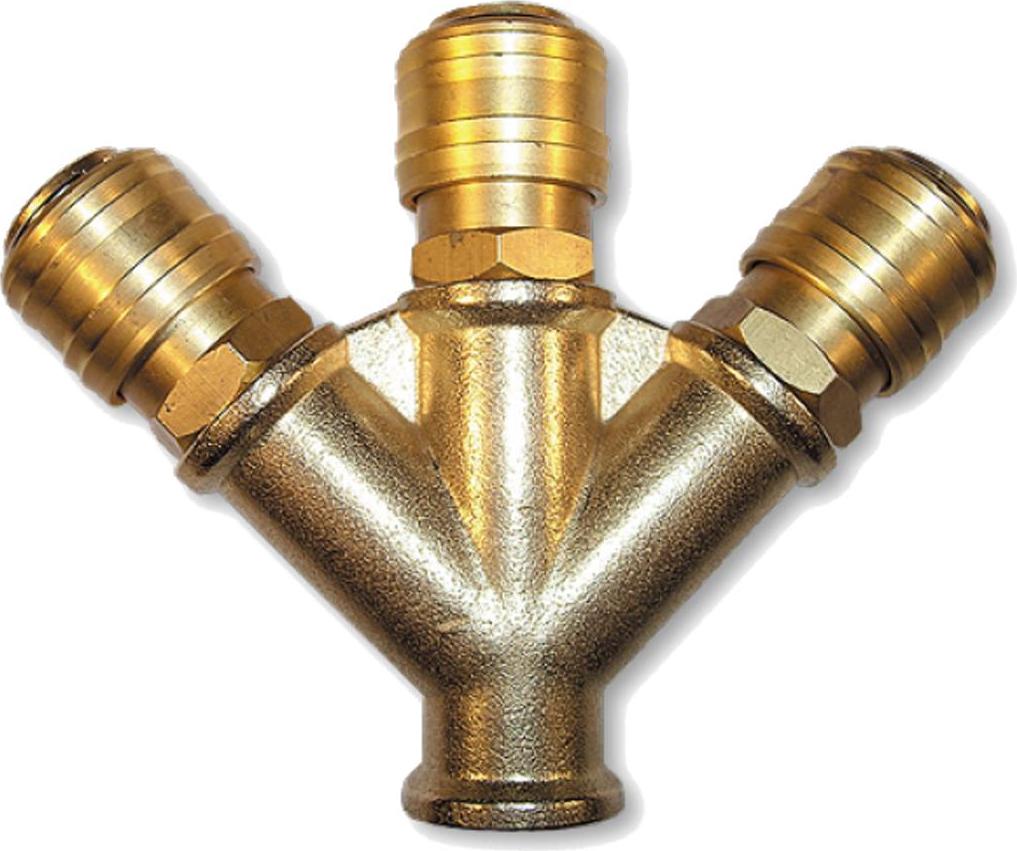 Bradas Druckluftverteiler 3/8" mit Kupplungen 3-Fach SP025