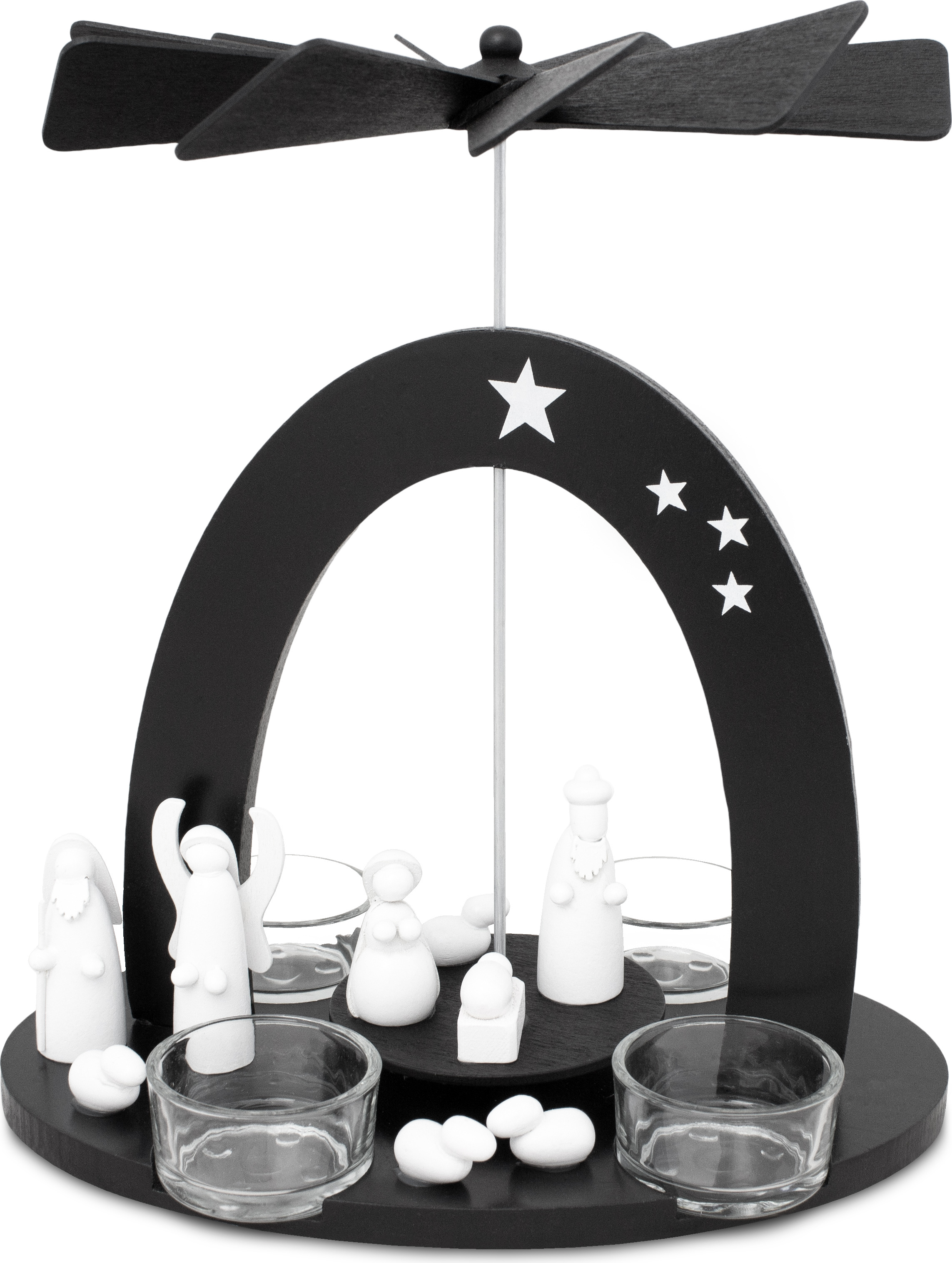 Piramide Natalizia In Legno BRUBAKER - 3 Piani Con Figure Dipinte A Mano - Alta 45 Cm - Edizione Limitata