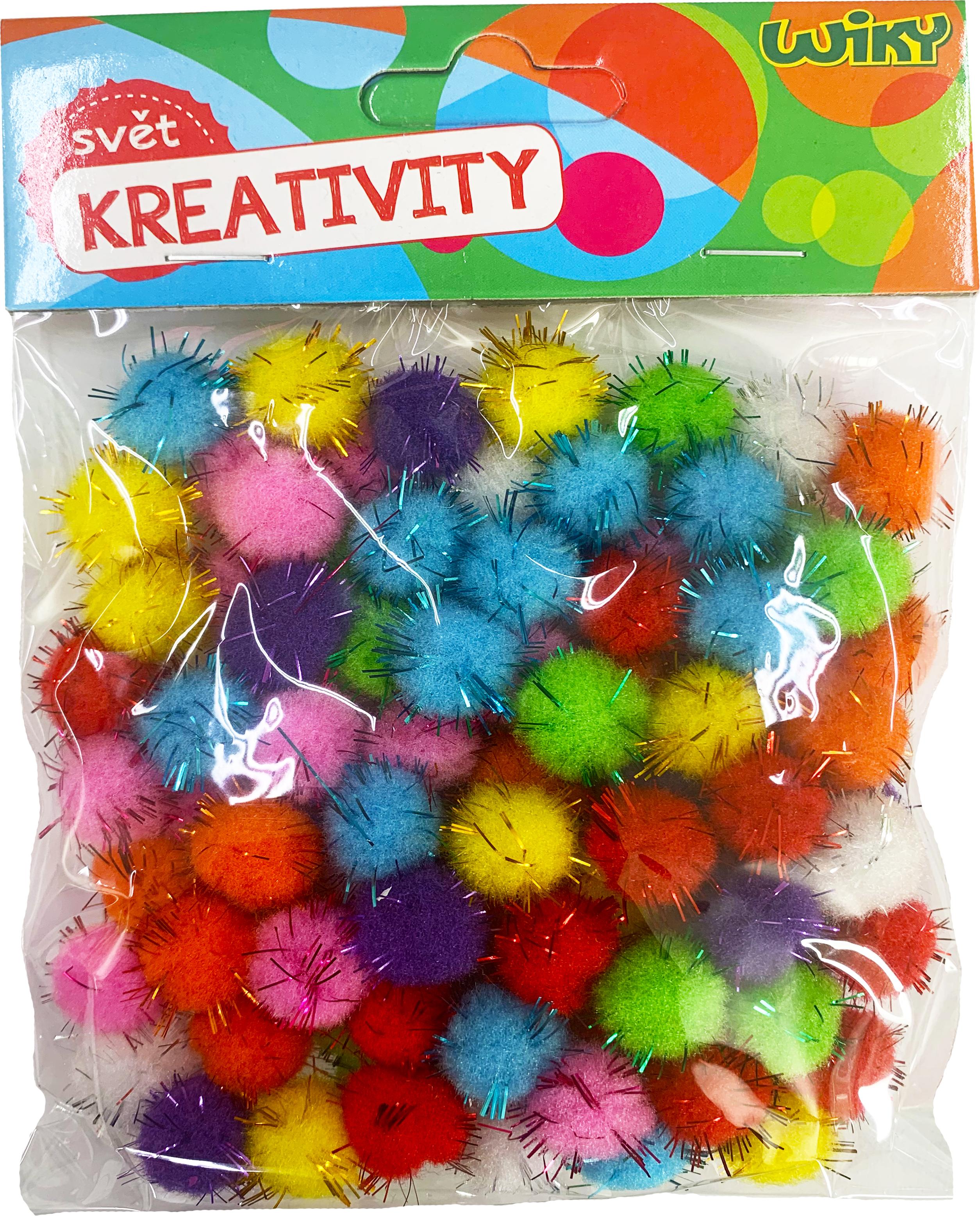 svět KREATIVITY WIKY Pom Pom Glitter 15 mm, 80 Stück