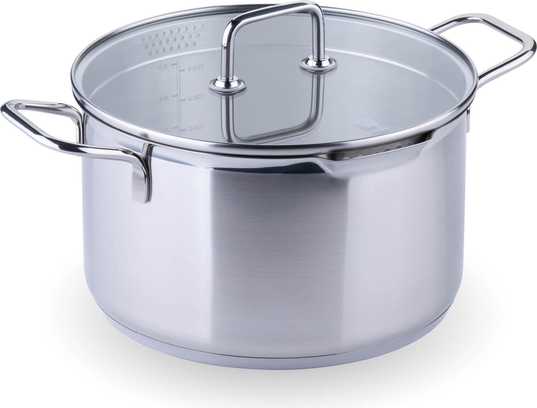 Chefkoch trifft Fackelmann Edelstahl Kochtopf mit Glasdeckel Ø 24 cm, 6000 ml, Induktionsgeeignet, Backofengeeignet 23702