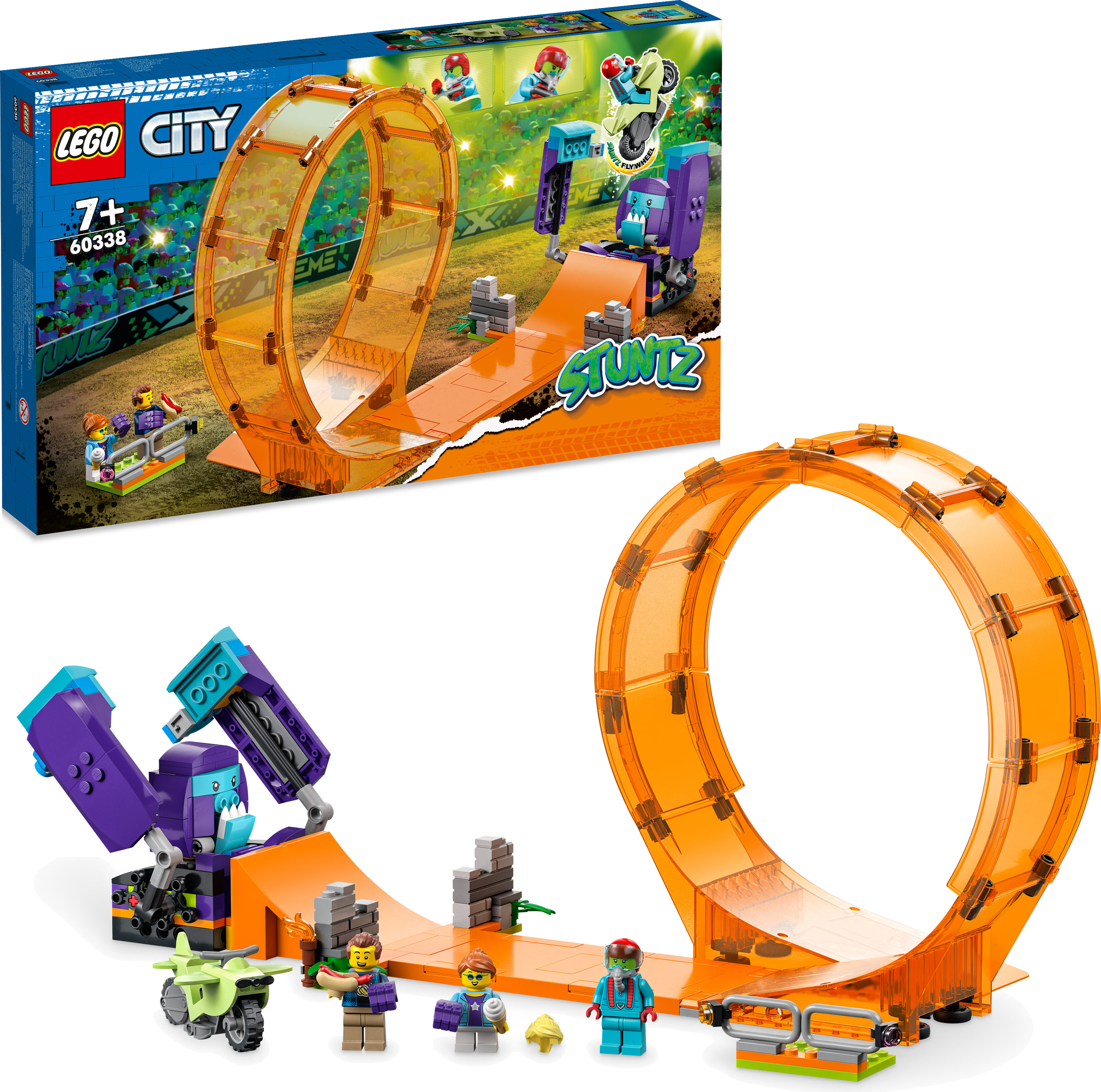LEGO 60338 City Stuntz Schimpansen-Stuntlooping mit Rampe, Motorrad und 3 Figuren
