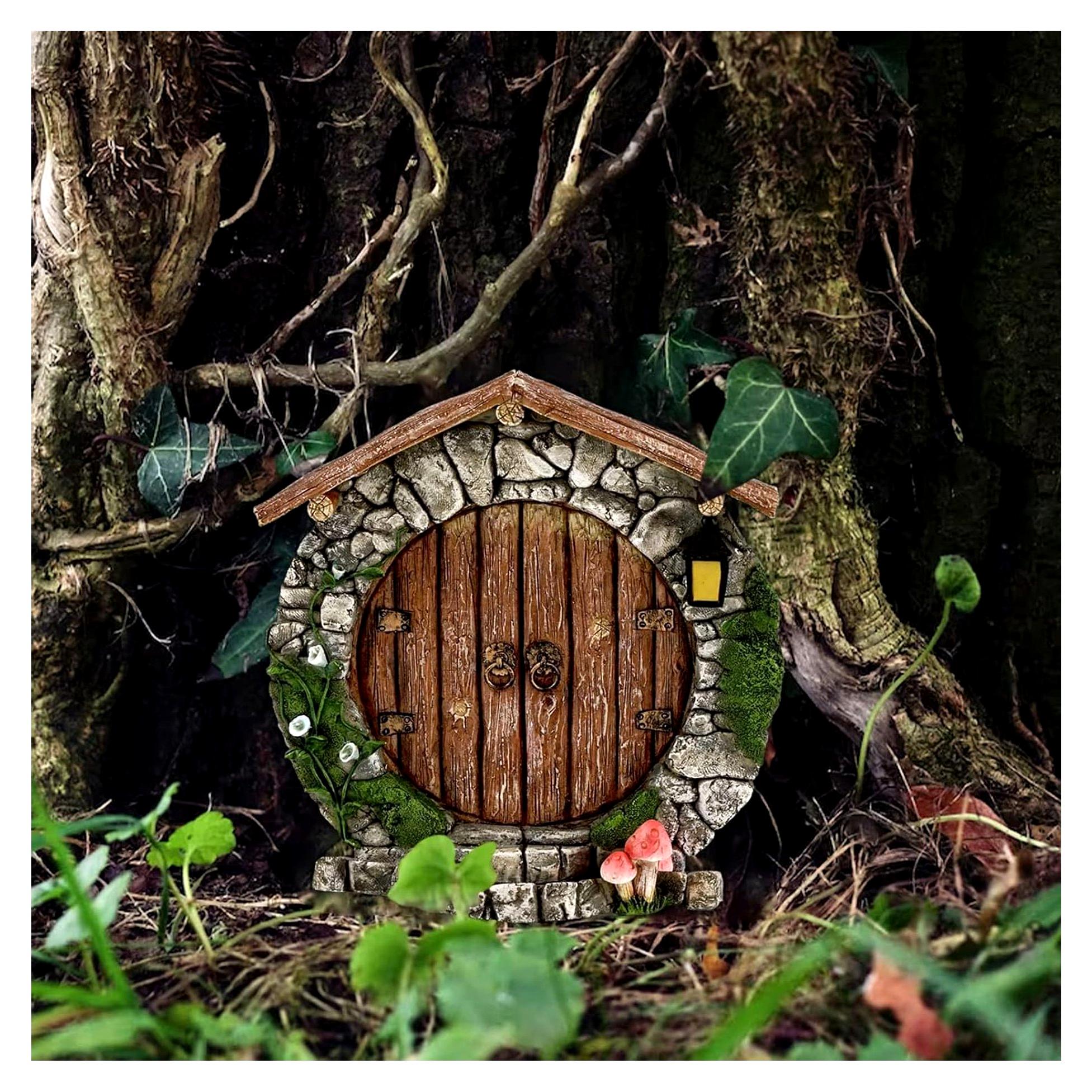 Markenlos Miniatur Feentür aus Harz für den Garten