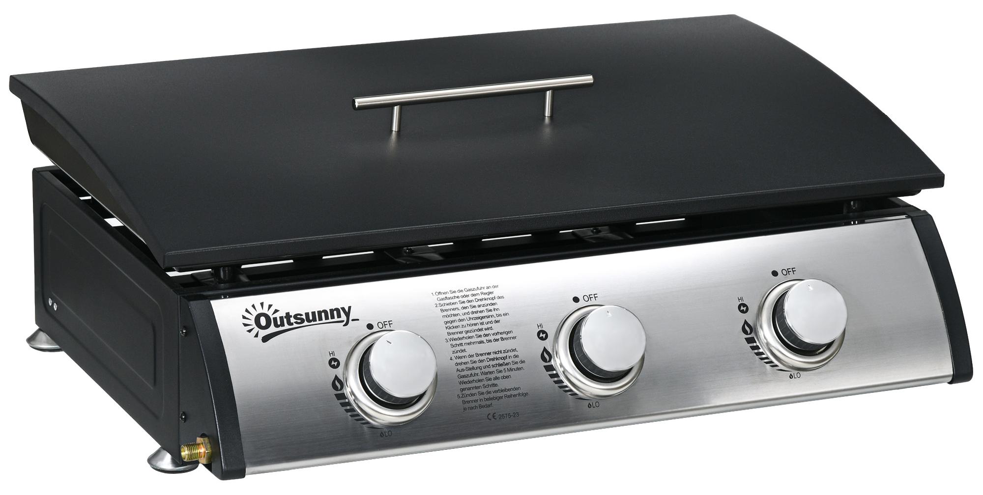 Stolný plynový gril Outsunny BBQ s 3 horákmi Stolný plynový gril s hadicovým vekom