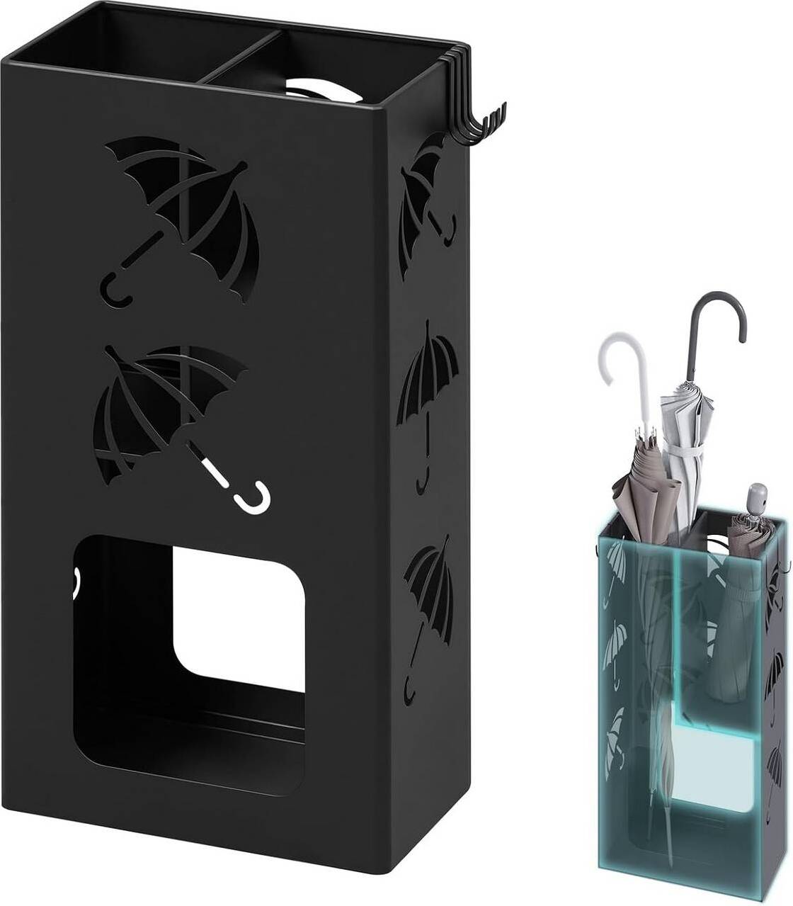 Regenschirmständer Metall - 16x16x42cm Weiß Mit Griff Für Eingangsbereich