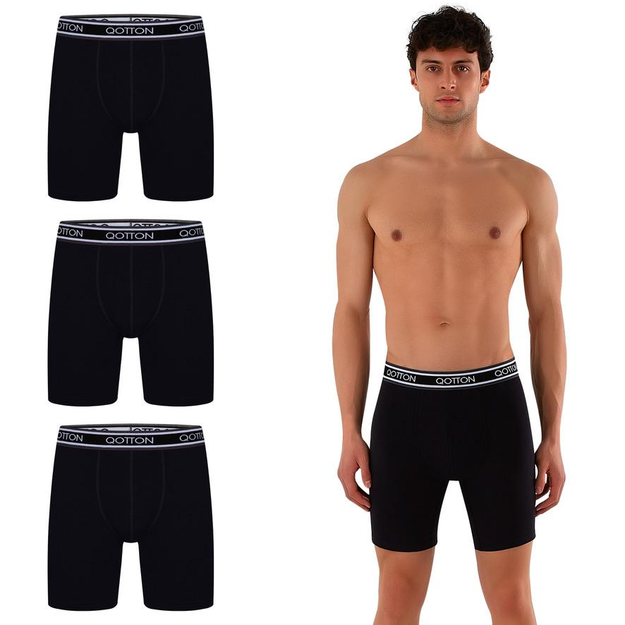 Yavuz Ali Arslan Qotton Langes Bein Baumwolle Schwarz Boxershorts Unterwäsche Herren S-4XL Männer Unterhosen verlängertes Hosenbein nachhaltig ohne kratzenden Zettel