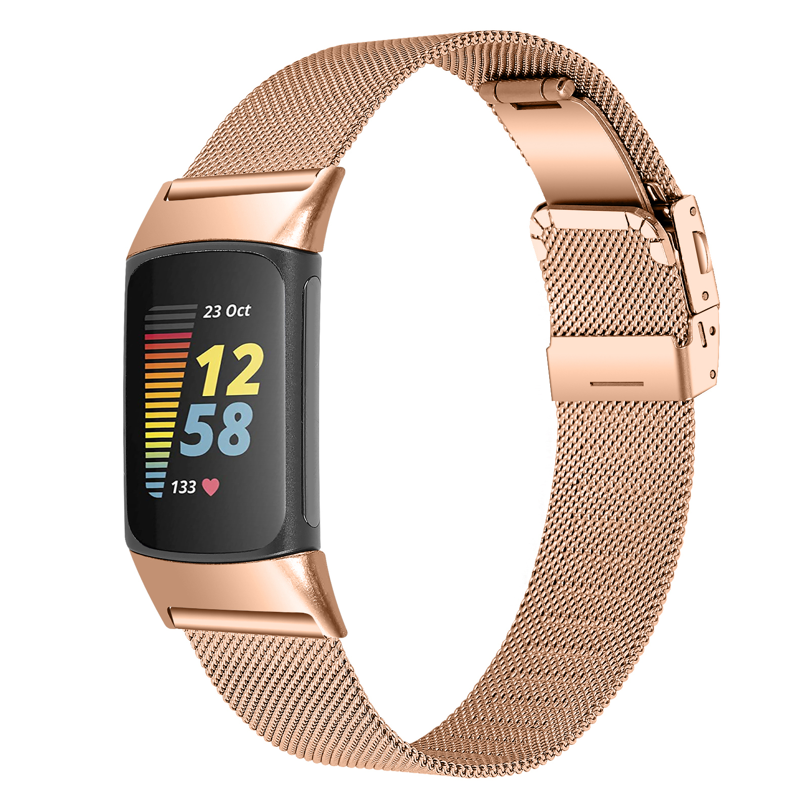 INF Remienok na hodinky z nehrdzavejúcej ocele pre Fitbit Charge5/6 PinkGold