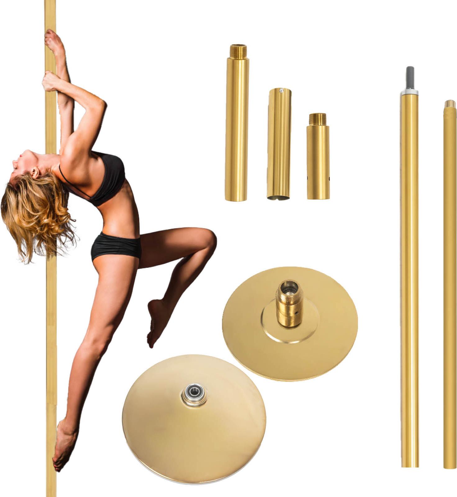 TrutzHolm Pole Dance Tanzstange Gold Profi 231 - 274 cm Ø 45 mm Tabledance Static & ohne Bohren 1619