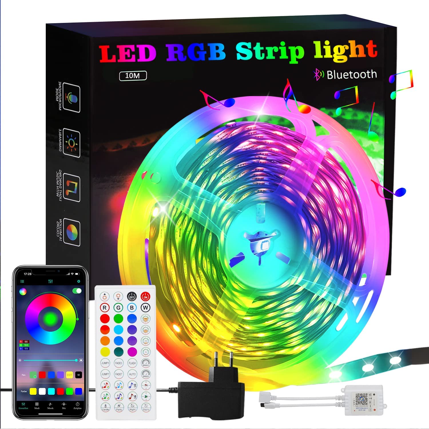 RGB led strip USB 5M streifen lichter lichtband, beleuchtung deko Bluetooth  Music Sync Steuerbar via App mit 25 Tasten Fernbedienung : :  Beleuchtung