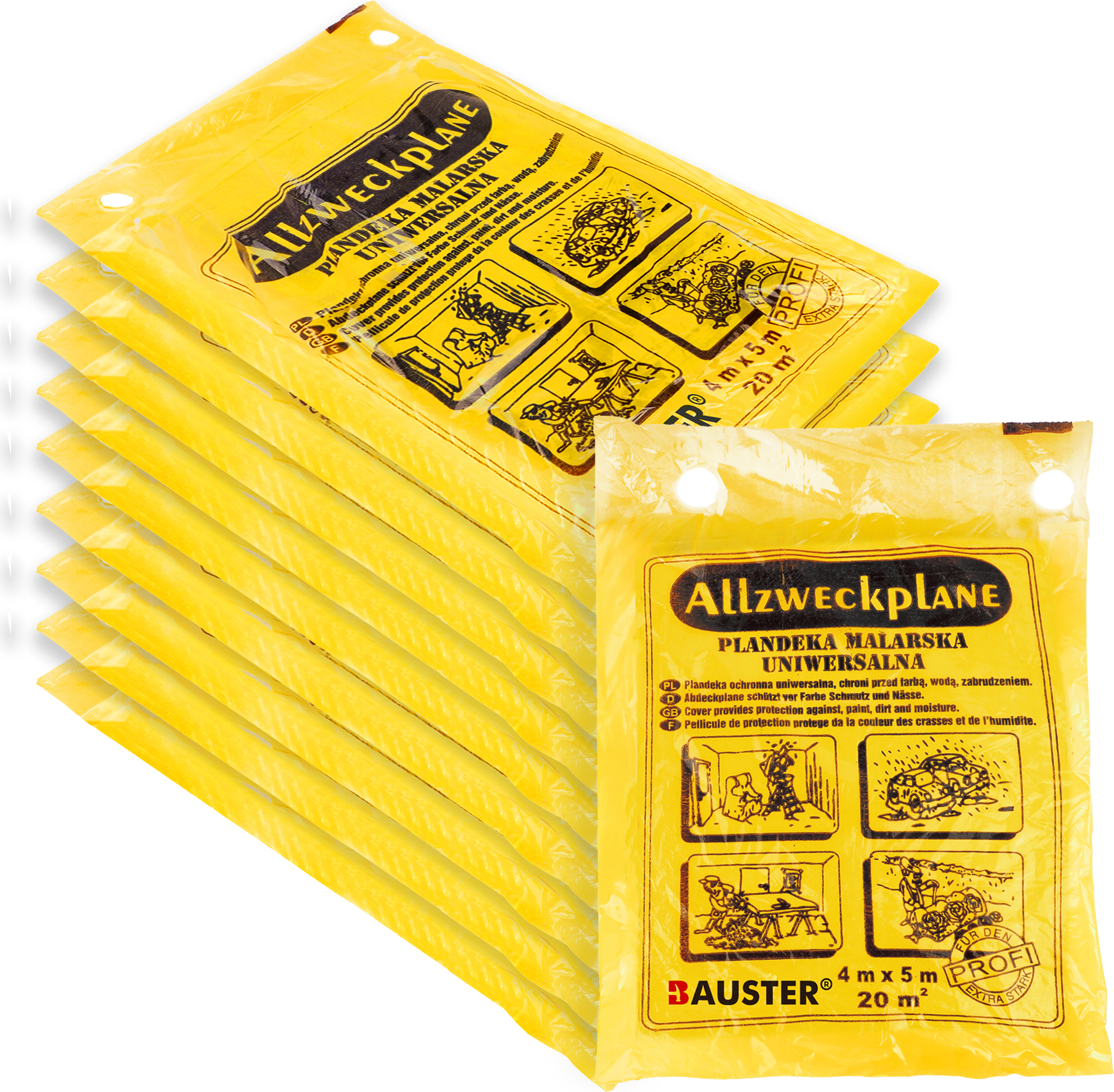 BAUSTER® 10er Abdeckfolie Maler 4x5 m Grau Plane Baufolie Staubschutzfolie Allzweck-Folie Malerplane Malerfolie Abdeckfolie für Renovierung und Umzug 150810