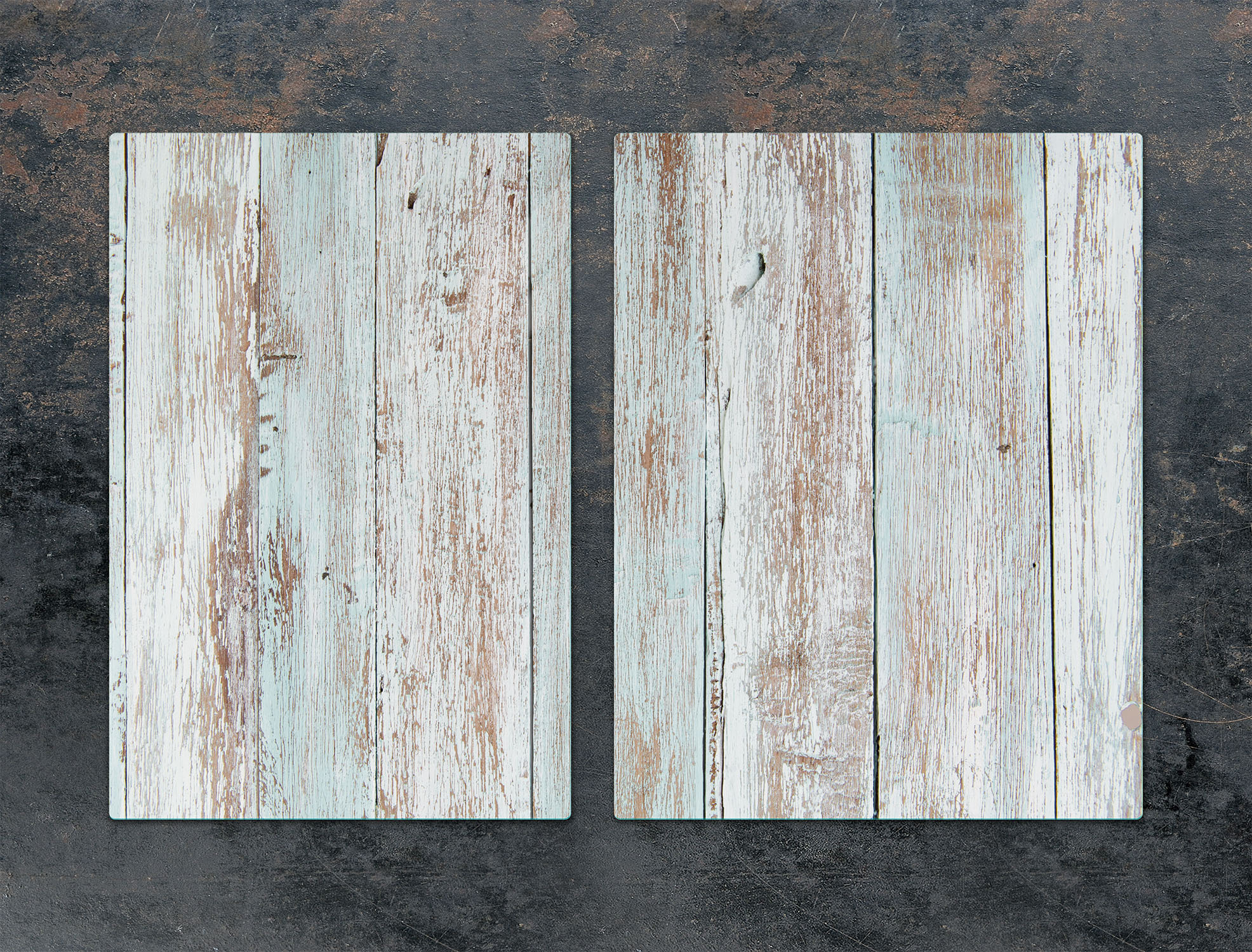 TMK ArtDeko Herdabdeckplatten 2 teilig 75x52 Ceranfeld Abdeckung Glas Schneidebrett Holz Bunt